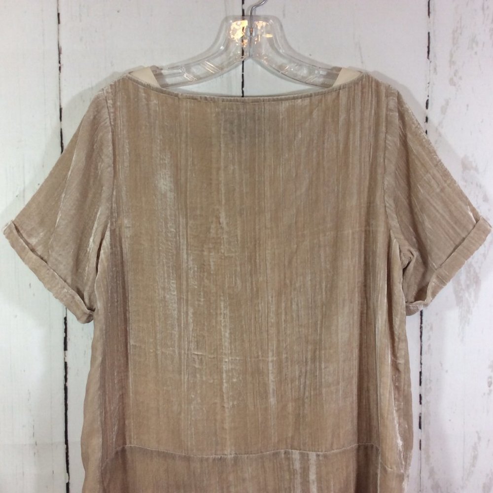 Anthropologie Floreat Crushed Champagne Velvet Shift Mini Dress Pockets Size S - Picture 13 of 16